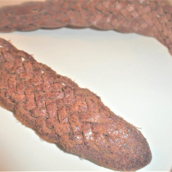 ST5 Leather BELT Big BUCKLE Weaved Leather 40" Braided Leather Handmade - Picture 7 of 9
